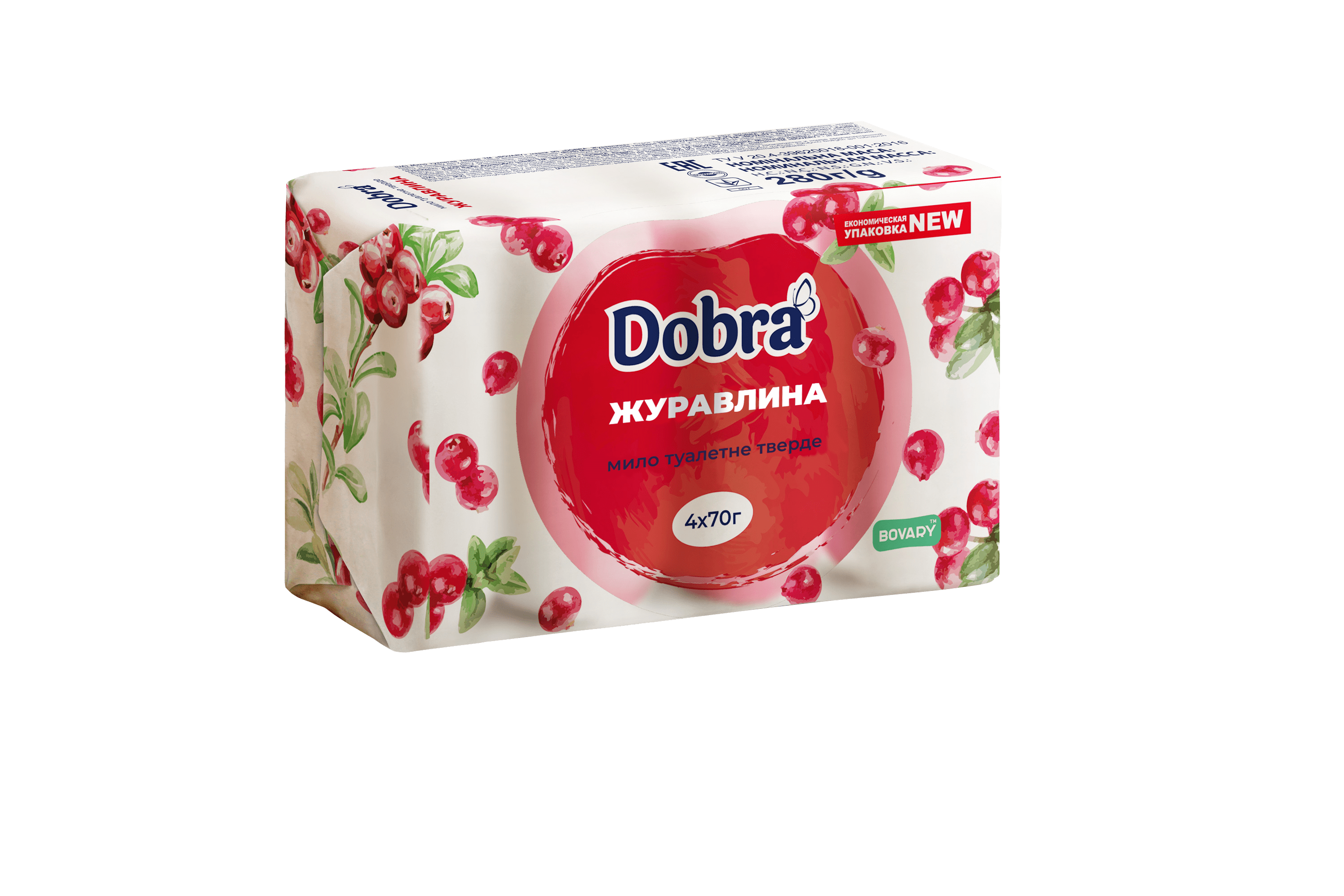 Мило туалетне тверде ТМ "BOVARY", марка К, "DOBRA. Журавлина" 280г